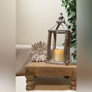 Jasper Distressed Wood Candle Lantern